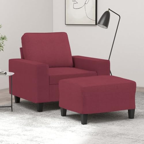 HOMEELIKE Sessel mit Hocker Weinrot 60 cm Stoff von HOMEELIKE