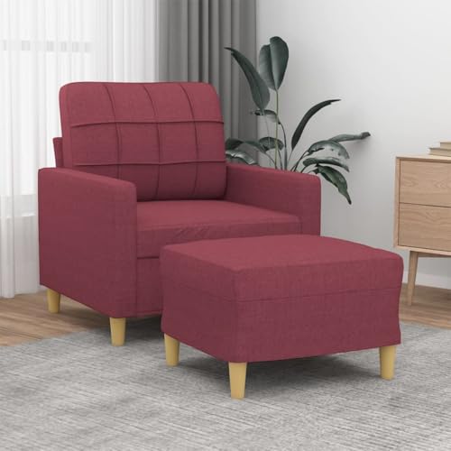 HOMEELIKE Sessel mit Hocker Weinrot 60 cm Stoff von HOMEELIKE
