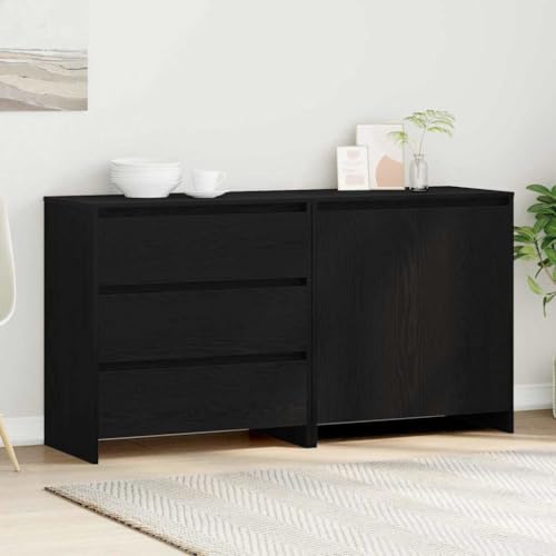 HOMEELIKE Sideboard 2 pcs Schwarz 70 x 41 x 75 cm Holzwerkstoff von HOMEELIKE