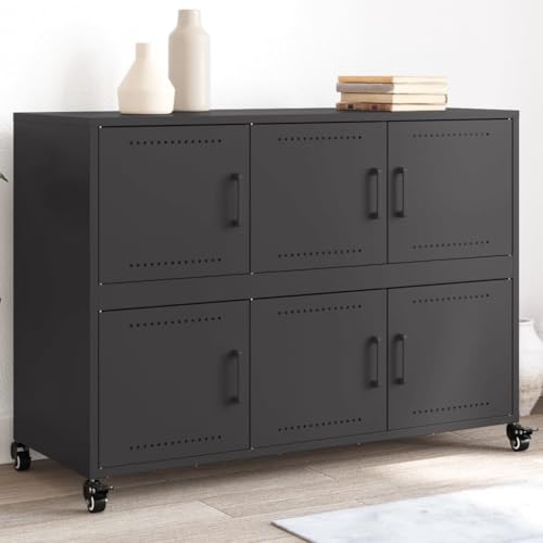 HOMEELIKE Sideboard Schwarz 100,5x39x72 cm Stahl von HOMEELIKE