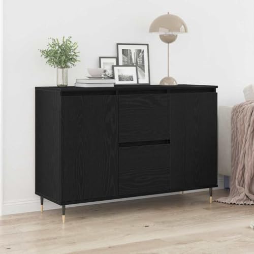 HOMEELIKE Sideboard Schwarze Eiche 101,5 x 35 x 70 cm Holzwerkstoff von HOMEELIKE