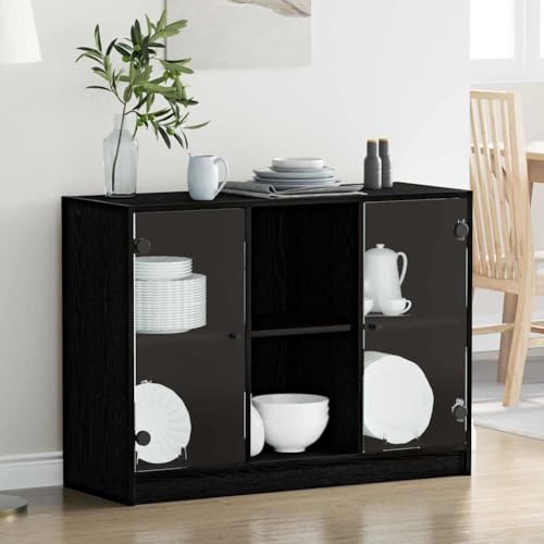 HOMEELIKE Sideboard Schwarze Eiche 102 x 37 x 75.5 cm Holzwerkstoff HOMEELIKE Sideboard Schwarze Eiche 102 x 37 x 75.5 cm Holzwerkstoff von HOMEELIKE