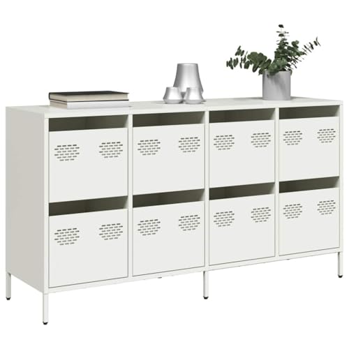 HOMEELIKE Sideboard Wei? 135x39x73,5 cm Kaltgewalzter Stahl von HOMEELIKE