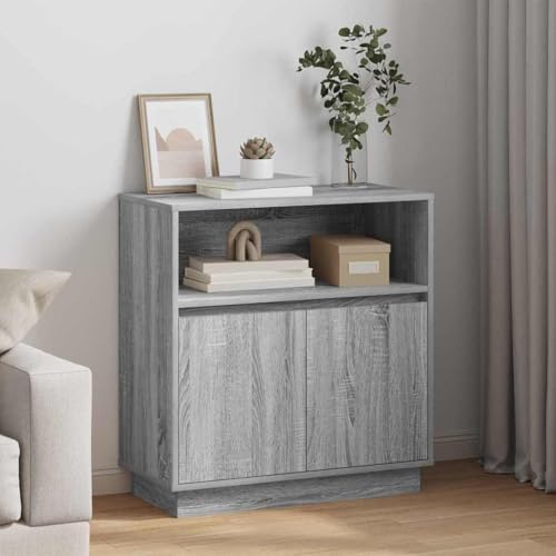 HOMEELIKE Sideboard mit LED Grau Sonoma 71 x 34,5 x 75 cm Holzwerkstoff von HOMEELIKE