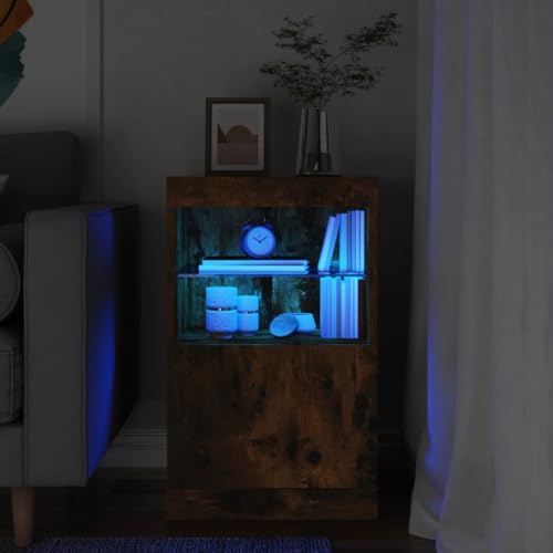HOMEELIKE Sideboard mit LED-Leuchten Räuchereiche 41x37x67 cm von HOMEELIKE