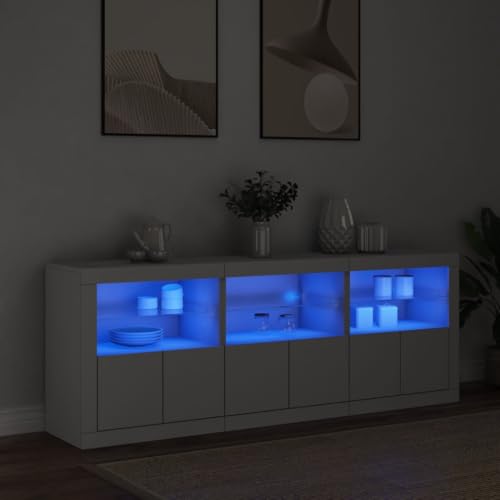 HOMEELIKE Sideboard mit LED-Leuchten Wei? 181,5x37x67 cm von HOMEELIKE