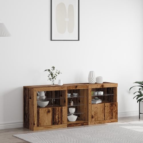 HOMEELIKE Sideboard mit LED-Lichtern Altes Holz 162x37x67 cm Ingenieured Holz HOMEELIKE Sideboard mit LED-Lichtern Altes Holz 162x37x67 cm Ingenieured Holz von HOMEELIKE