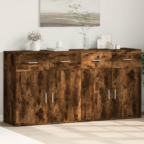 HOMEELIKE Sideboards 2 STK. R?uchereiche 79x38x80 cm Holzwerkstoff von HOMEELIKE