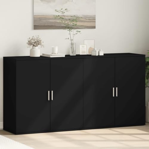 HOMEELIKE Sideboards 2 STK. Schwarz 79x38x80 cm Holzwerkstoff von HOMEELIKE
