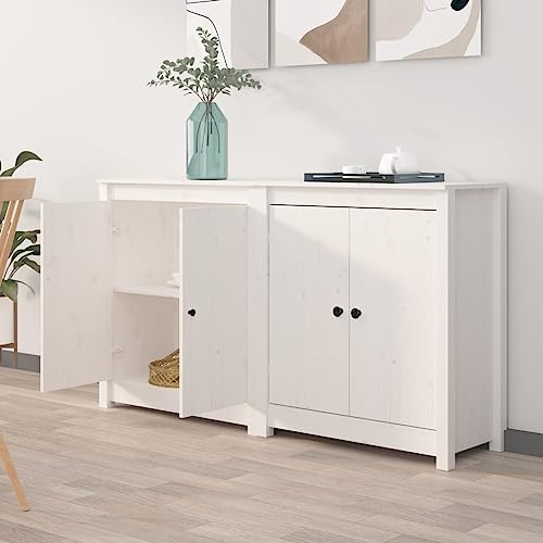 HOMEELIKE Sideboards 2 STK. Wei? 70x35x80 cm Massivholz Kiefer von HOMEELIKE