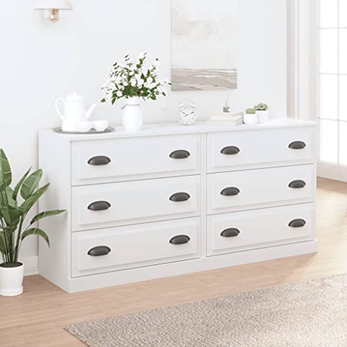 HOMEELIKE Sideboards 2 STK. Wei? Holzwerkstoff von HOMEELIKE