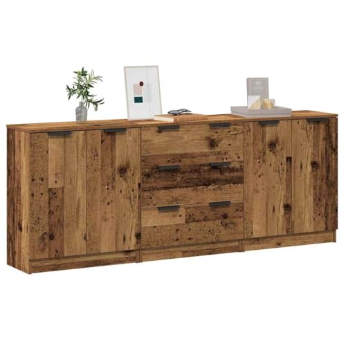 HOMEELIKE Sideboards 3 STK. Altholz-Optik 60x30x70 cm Holzwerkstoff von HOMEELIKE