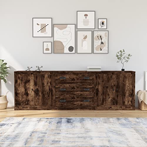 HOMEELIKE Sideboards 3 STK. R?uchereiche Holzwerkstoff HOMEELIKE Sideboards 3 STK. R?uchereiche Holzwerkstoff von HOMEELIKE