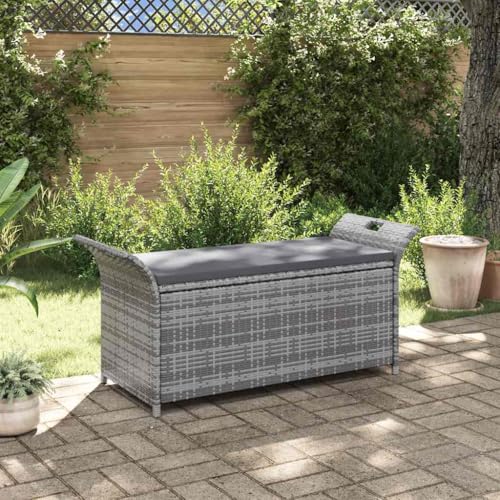 HOMEELIKE Sitzbank mit Stauraum und Kissen Grau 138 cm Poly Rattan HOMEELIKE Sitzbank mit Stauraum und Kissen Grau 138 cm Poly Rattan von HOMEELIKE