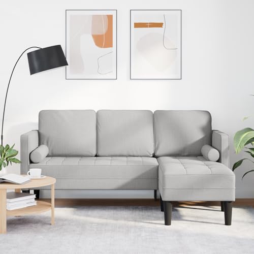 HOMEELIKE Sofa 3-Sitzer L-Form Wolkengrau 160 cm Stoff von HOMEELIKE