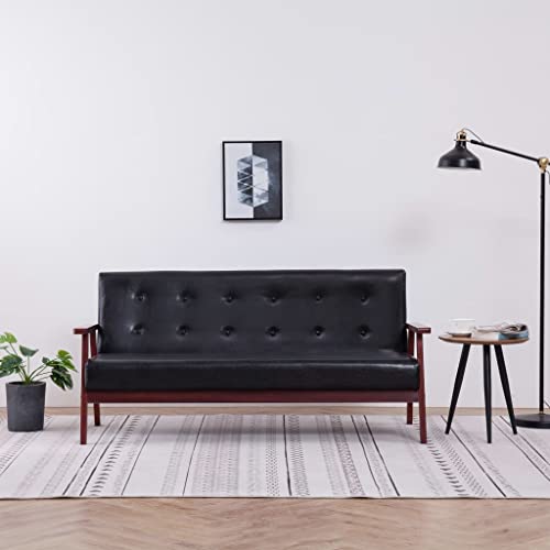 HOMEELIKE Sofa 3-Sitzer Schwarz Kunstleder HOMEELIKE Sofa 3-Sitzer Schwarz Kunstleder von HOMEELIKE
