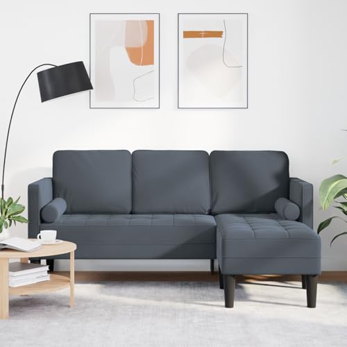 HOMEELIKE Sofa 3-Sitzer mit Chaiselongue L-Form Dunkelgrau 160 cm Samt von HOMEELIKE