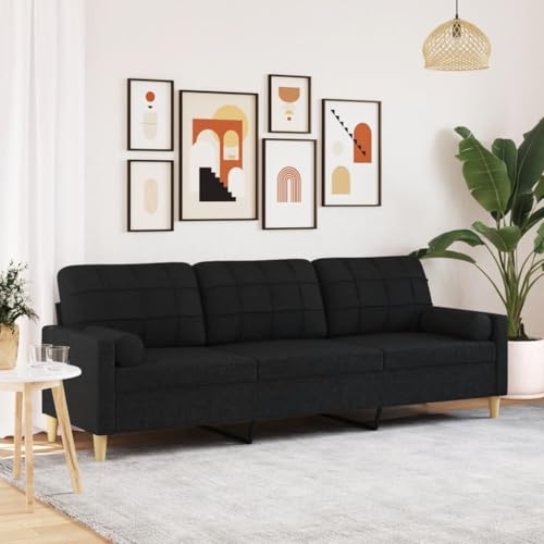 HOMEELIKE Sofa 3-Sitzer mit Zierkissen Schwarz 210 cm Stoff HOMEELIKE Sofa 3-Sitzer mit Zierkissen Schwarz 210 cm Stoff von HOMEELIKE