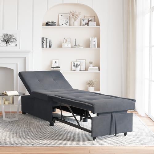 HOMEELIKE Sofa Bett 3-in-1 Ausziehdesign Dunkelgraues Samt HOMEELIKE Sofa Bett 3-in-1 Ausziehdesign Dunkelgraues Samt von HOMEELIKE