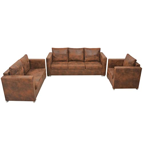 HOMEELIKE Sofagarnitur 3-TLG. K¨¹nstliches Wildleder von HOMEELIKE