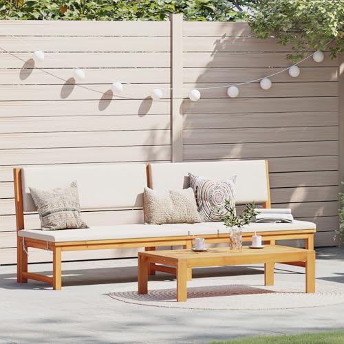 HOMEELIKE Sonnenliege 3-in-1 mit cremefarbenen Kissen aus solidem Akazienholz HOMEELIKE Sonnenliege 3-in-1 mit cremefarbenen Kissen aus solidem Akazienholz von HOMEELIKE