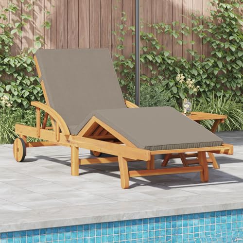 HOMEELIKE Sonnenliege mit Kissen und Tisch Taupe Massivholz Akazie HOMEELIKE Sonnenliege mit Kissen und Tisch Taupe Massivholz Akazie von HOMEELIKE
