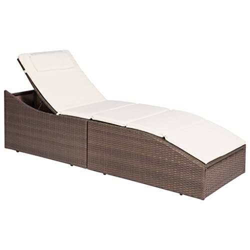 HOMEELIKE Sonnenliege mit Polsterauflage Poly Rattan Braun HOMEELIKE Sonnenliege mit Polsterauflage Poly Rattan Braun von HOMEELIKE
