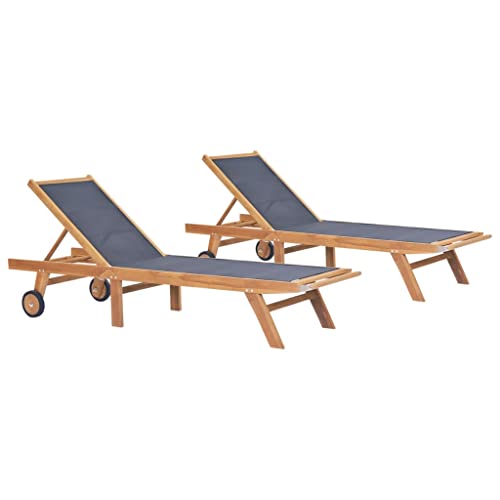 HOMEELIKE Sonnenliegen Klappbar mit Rollen 2 STK. Teakholz Textilene HOMEELIKE Sonnenliegen Klappbar mit Rollen 2 STK. Teakholz Textilene von HOMEELIKE