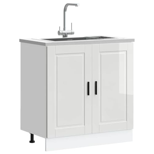 HOMEELIKE Sp¨¹lenunterschrank Porto Hochglanz-Wei? 80x46x81,5 cm von HOMEELIKE