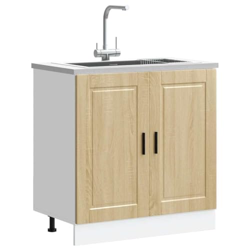 HOMEELIKE Sp¨¹lenunterschrank Porto Sonoma-Eiche 80x46x81,5 cm von HOMEELIKE