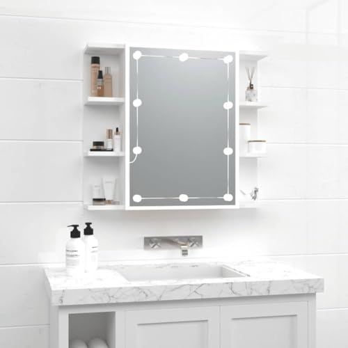 HOMEELIKE Spiegelschrank mit LED Wei? 70x16,5x60 cm von HOMEELIKE