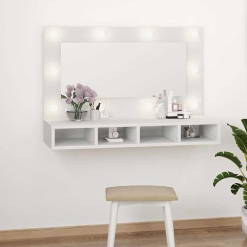 HOMEELIKE Spiegelschrank mit LED Wei? 90x31,5x62 cm von HOMEELIKE