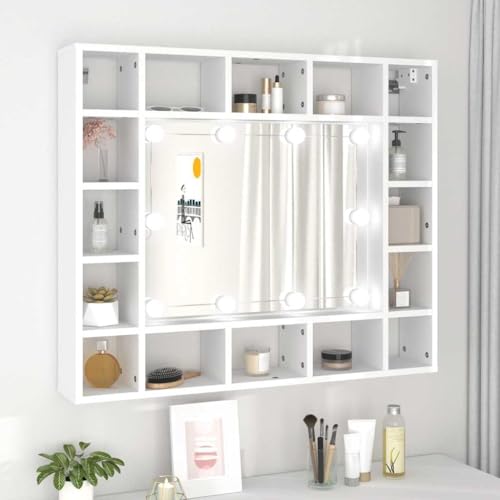 HOMEELIKE Spiegelschrank mit LED Wei? 91x15x76,5 cm von HOMEELIKE