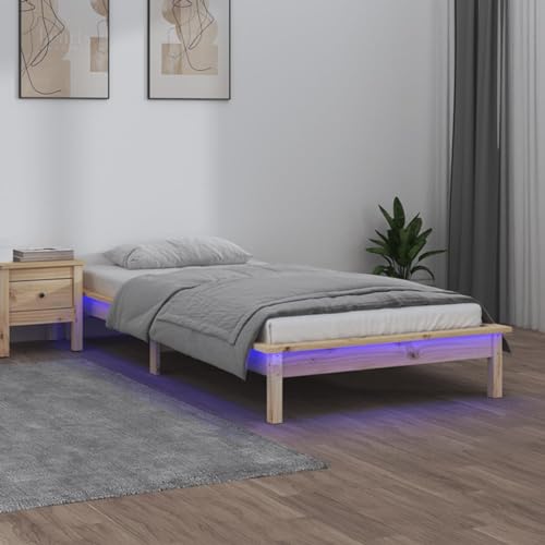 HOMEELIKE Stabiles Einzelbett mit dekorativer LED-Beleuchtung 75 x 190 cm von HOMEELIKE