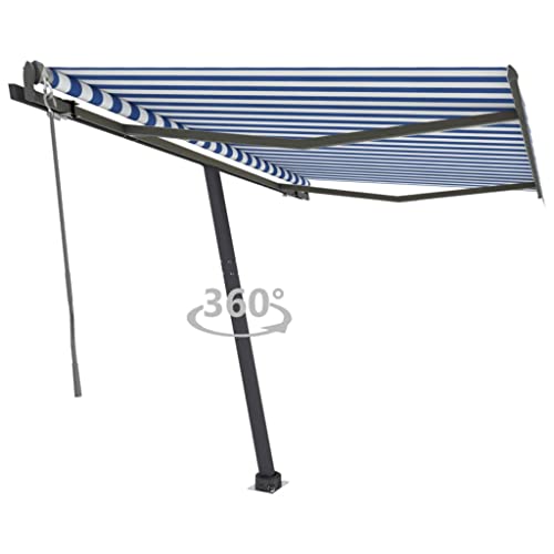 HOMEELIKE Standmarkise Automatisch 350x250 cm Blau/Wei? von HOMEELIKE