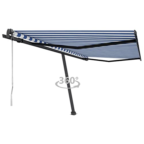 HOMEELIKE Standmarkise Automatisch 450x350 cm Blau/Wei? von HOMEELIKE