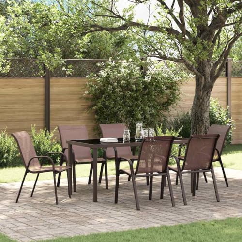 HOMEELIKE Stapelbare Gartenst¨¹hle 6 STK. Braun Textilene von HOMEELIKE