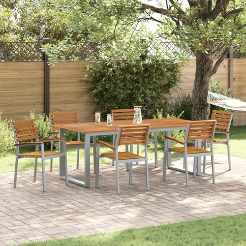 HOMEELIKE Stapelbare Gartenst¨¹hle 6 St¨¹ck Massivholz Akazie und Metall von HOMEELIKE