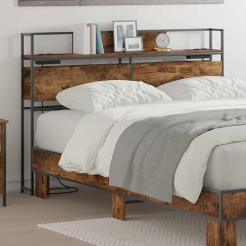 HOMEELIKE Stauraum-Kopfteil Raeuchereiche 135 cm Holzwerkstoff von HOMEELIKE