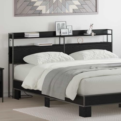 HOMEELIKE Stauraum-Kopfteil mit Regal Schwarze Eiche 200 cm Holzwerkstoff HOMEELIKE Stauraum-Kopfteil mit Regal Schwarze Eiche 200 cm Holzwerkstoff von HOMEELIKE