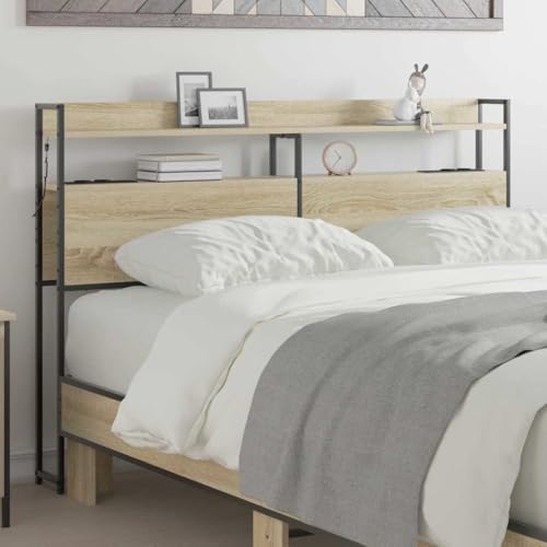 HOMEELIKE Stauraum-Kopfteil mit Regal Sonoma Eiche 140 cm Holzwerkstoff HOMEELIKE Stauraum-Kopfteil mit Regal Sonoma Eiche 140 cm Holzwerkstoff von HOMEELIKE