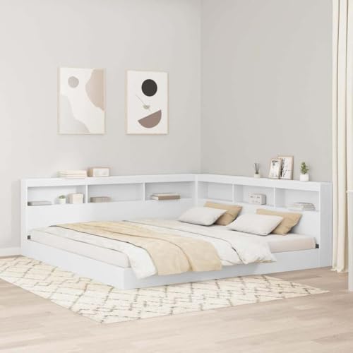 HOMEELIKE Stauraum-Kopfteil mit Regal Wei? 200 cm Holzwerkstoff von HOMEELIKE