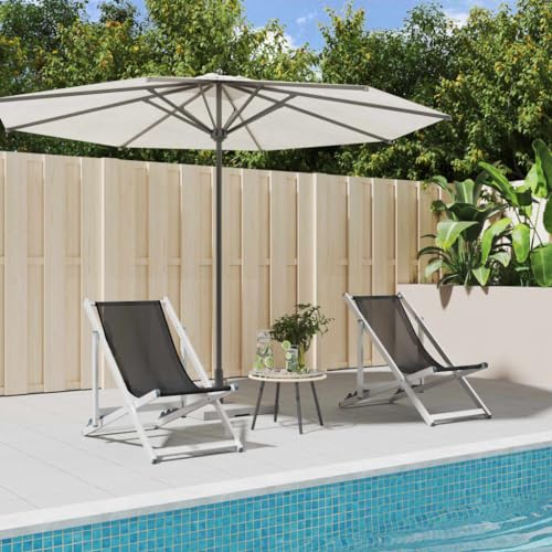 HOMEELIKE Strandst¨¹hle 2 STK. Klappbar Grau Aluminium und Textilene von HOMEELIKE