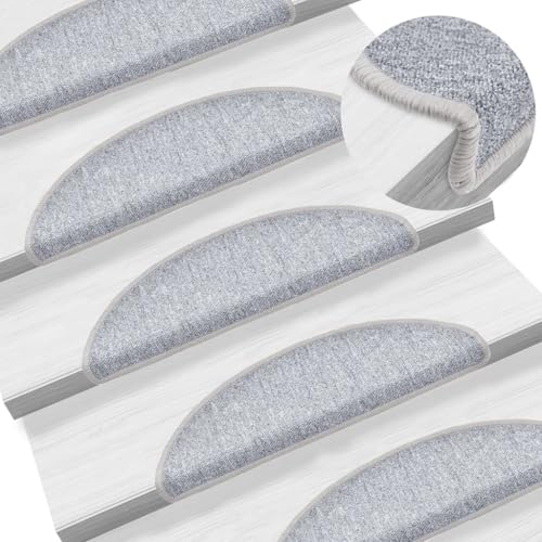 HOMEELIKE Stufenmatten 10 STK. 56x17x3 cm Hellgrau Halbrund von HOMEELIKE
