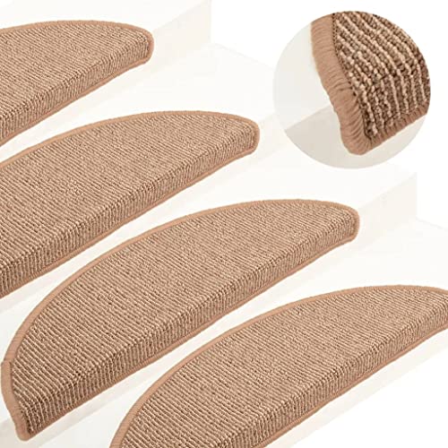 HOMEELIKE Stufenmatten 15 STK. 56x17x3 cm Hellbraun Halbrund von HOMEELIKE