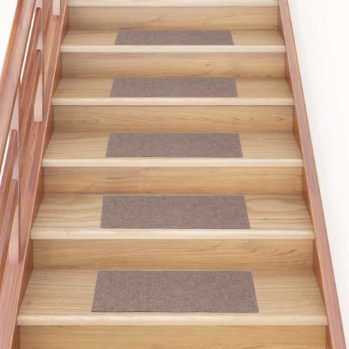 HOMEELIKE Stufenmatten Selbstklebend 15 STK. 60x25 cm Hellbraun Rechteckig von HOMEELIKE
