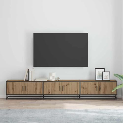 HOMEELIKE TV-Unterschrank Eiche Nachbildung 2,40 Meter f¨¹r Wohnzimmer mit Stauraum und Ablagefl?Che von HOMEELIKE