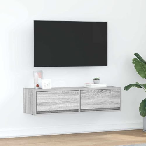 HOMEELIKE Modernes TV-Regal 100x31x25,5 cm Grau Wandmontiert Stauraum Flexibel von HOMEELIKE