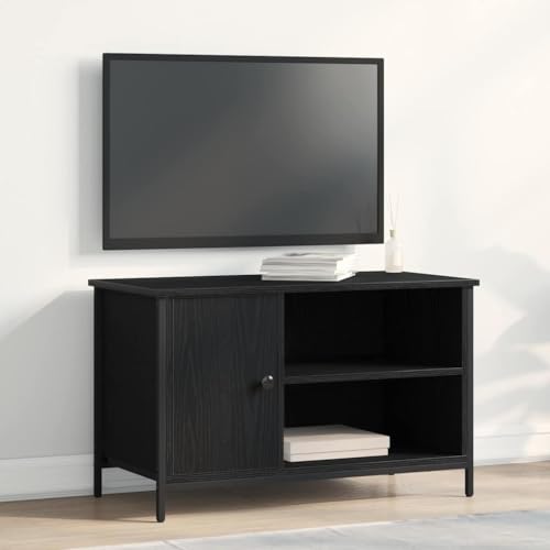 TV Unterschrank Eiche Schwarz 80x40x50 cm Stauraum Holzoptik von HOMEELIKE