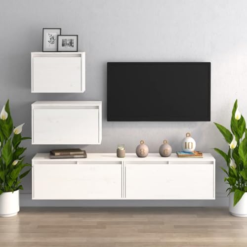 HOMEELIKE TV-Schr?nke 4 STK. Wei? Massivholz Kiefer von HOMEELIKE
